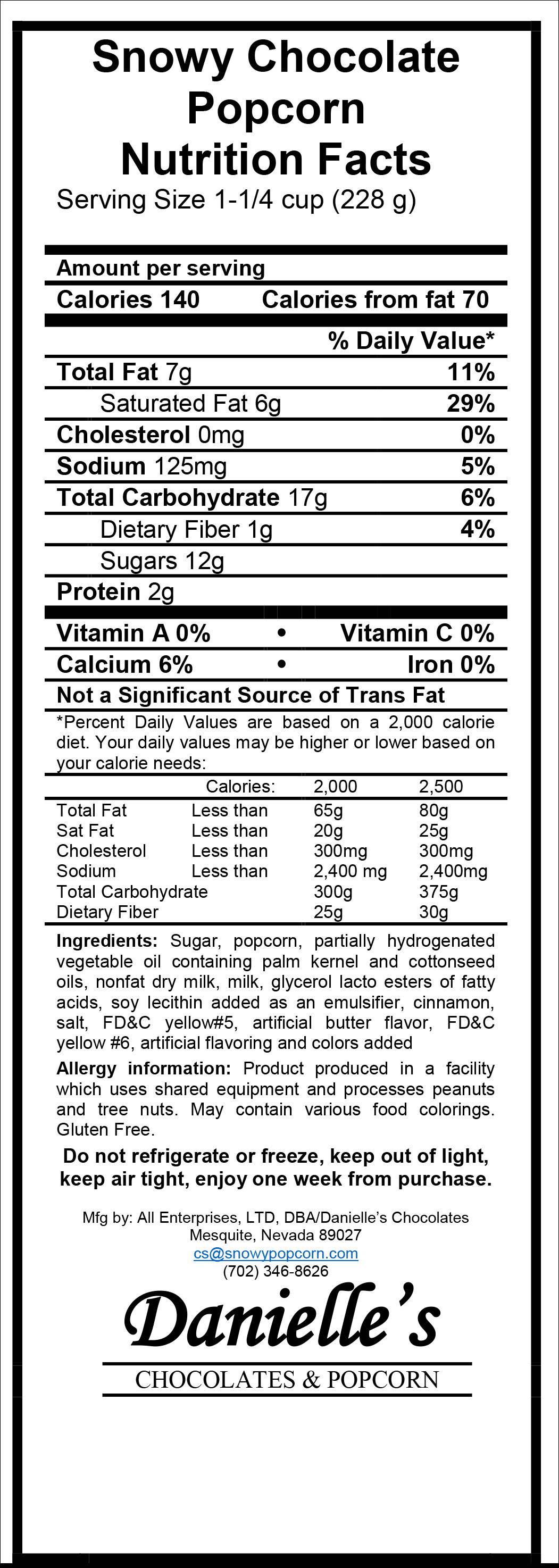 Ingredient Label Generic weight